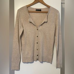 Tan cardigan with gold buttons